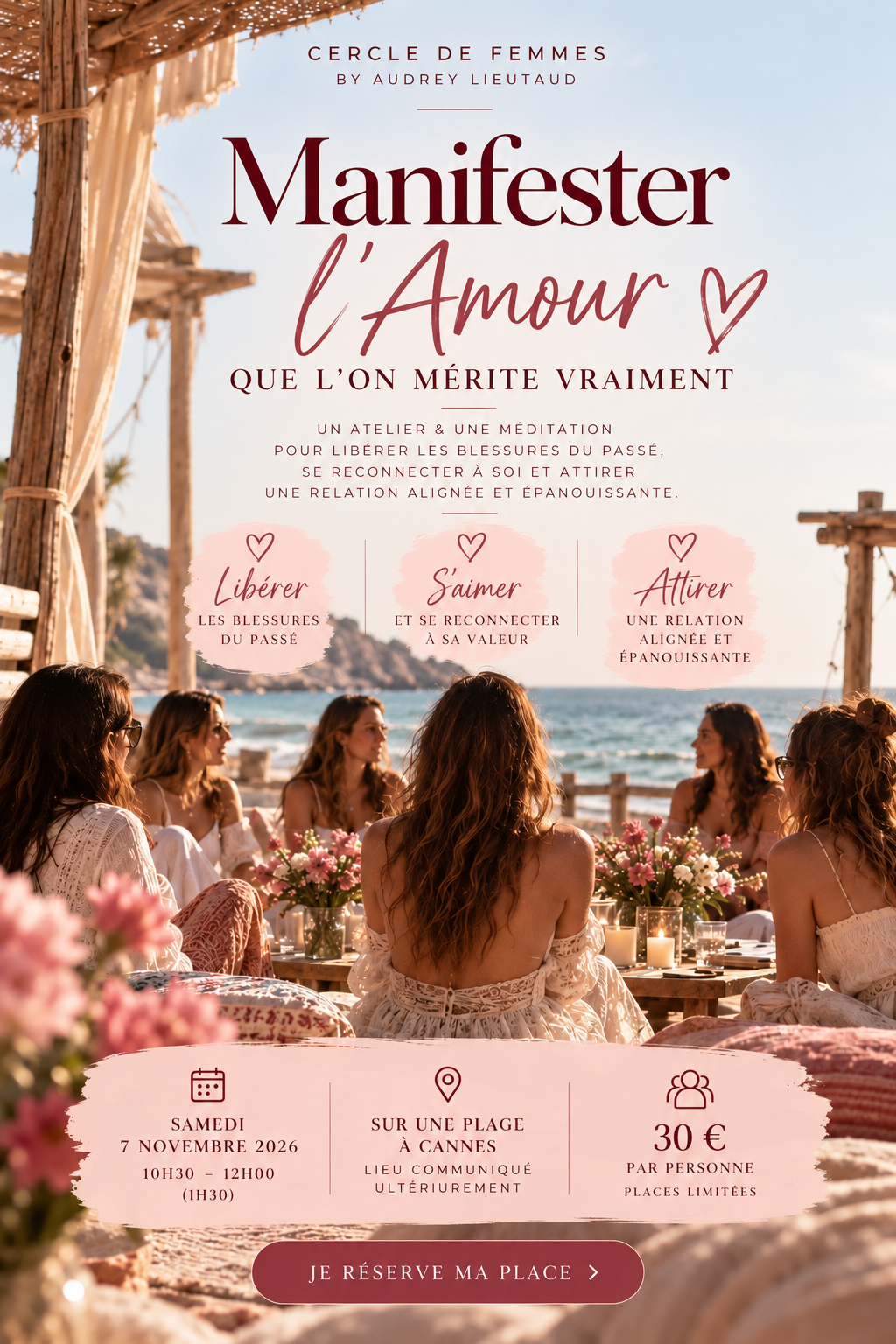 💗 Manifester l’Amour – Cercle de femmes à Cannes | 7 novembre 2026